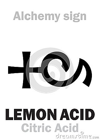 Alchemy: LEMON ACID (Citric Acid) Vector Illustration